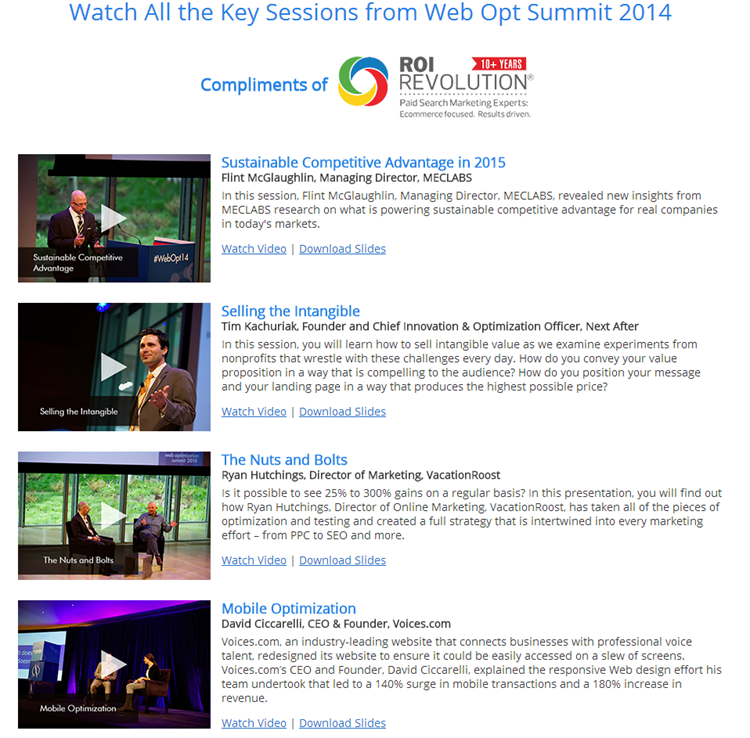 Download MECLABS & MarketingSherpa - Web Optimization Summit 2014